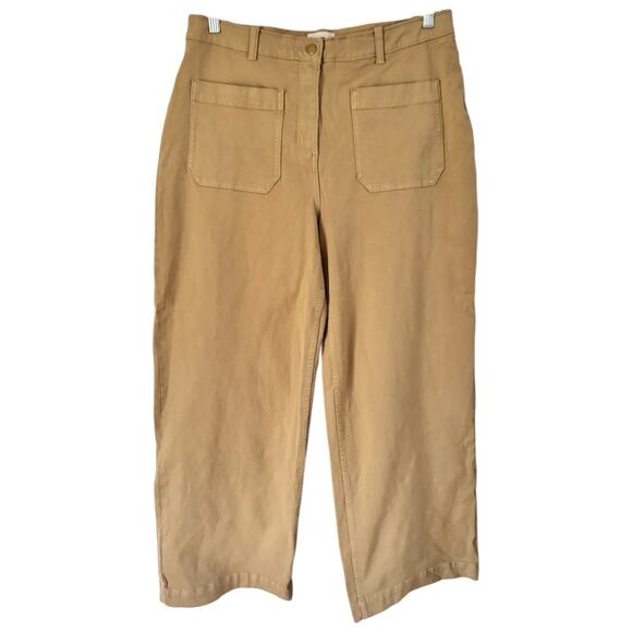 NWT Caslon Khaki Wide Leg Pants Patch Pockets Elastic Waist Size 16 - Picture 2 of 8